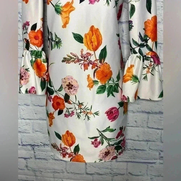 NWOT ASOS DESIGN botanical floral shift mini dress with fluted sleeves - Picture 5 of 12